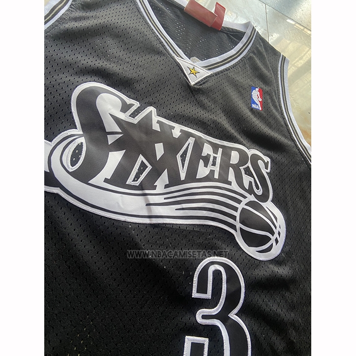 Camiseta Philadelphia 76ers Allen Iverson NO 3 Mitchell & Ness 1997-98 Negro2